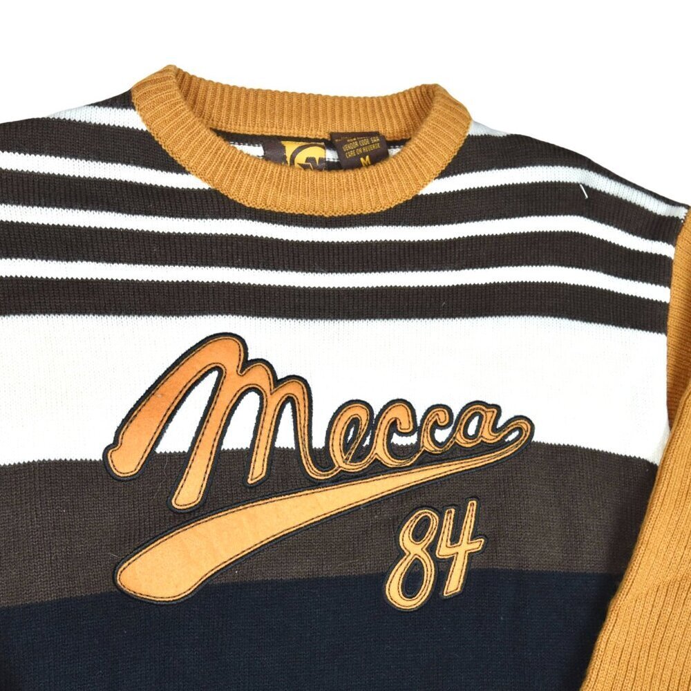 Vintage 90s Y2K Mecca Sweater Hip-Hop Streetwear Cable Knit Men's Medium - Picture 2 of 6